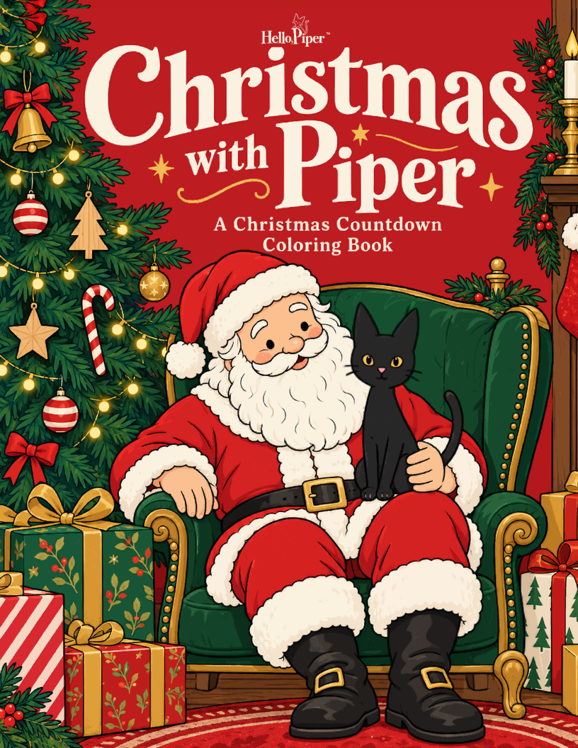 Christmas with Piper paperback mockup, with Santa and Piper on the cover.
